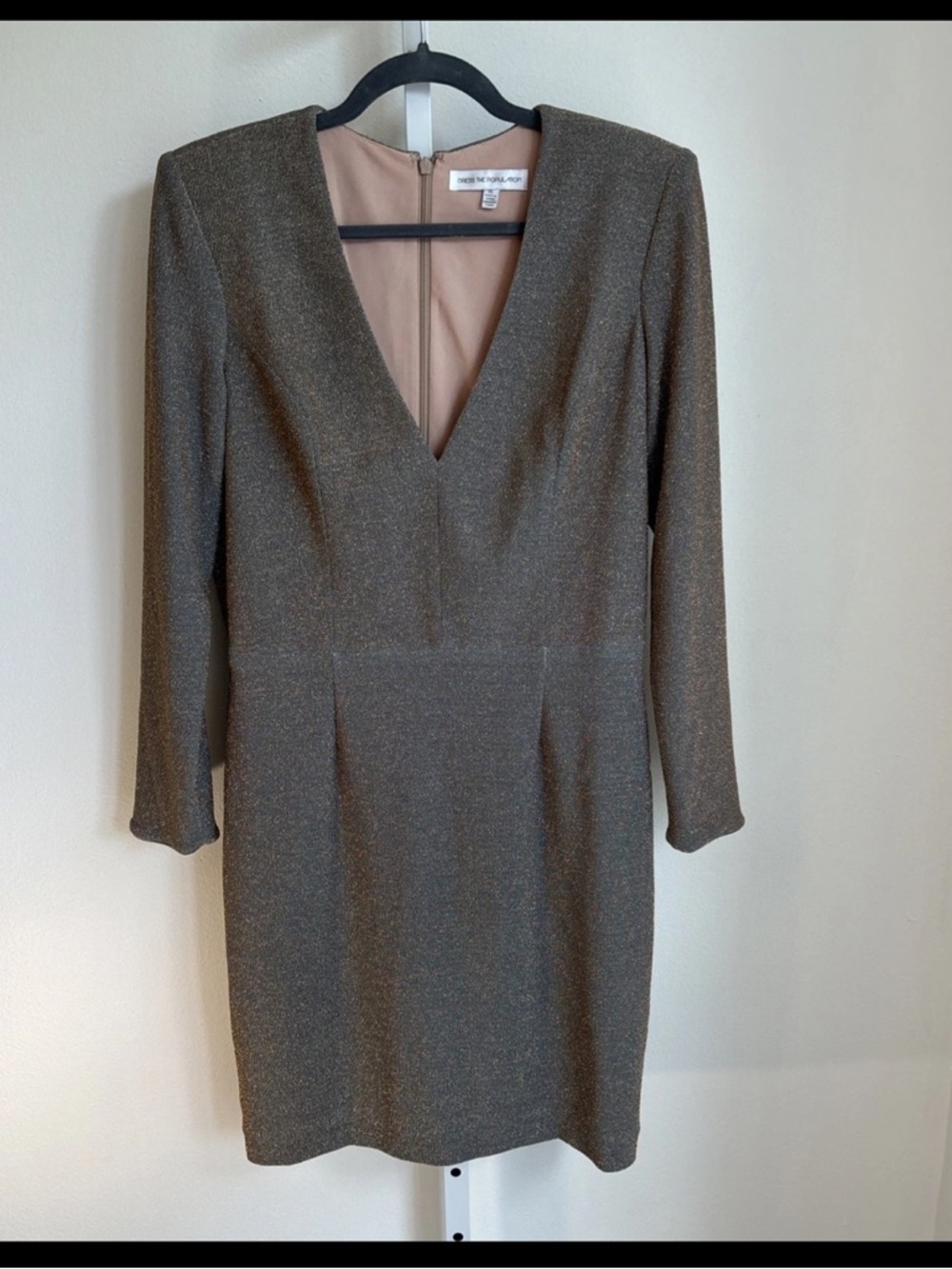 Dress The Population Women’s Riley Long Sleeve Dress Size XL Gold
